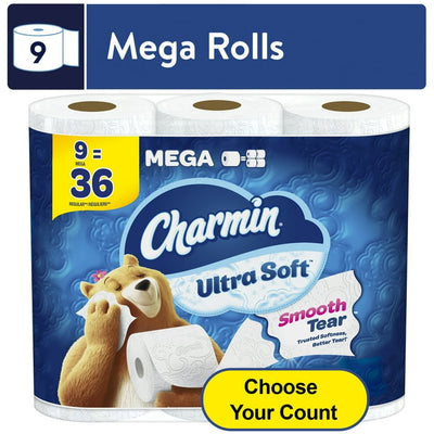 Charmin Ultra Soft Toilet Paper 9 Mega Rolls, 224 Sheets per Roll